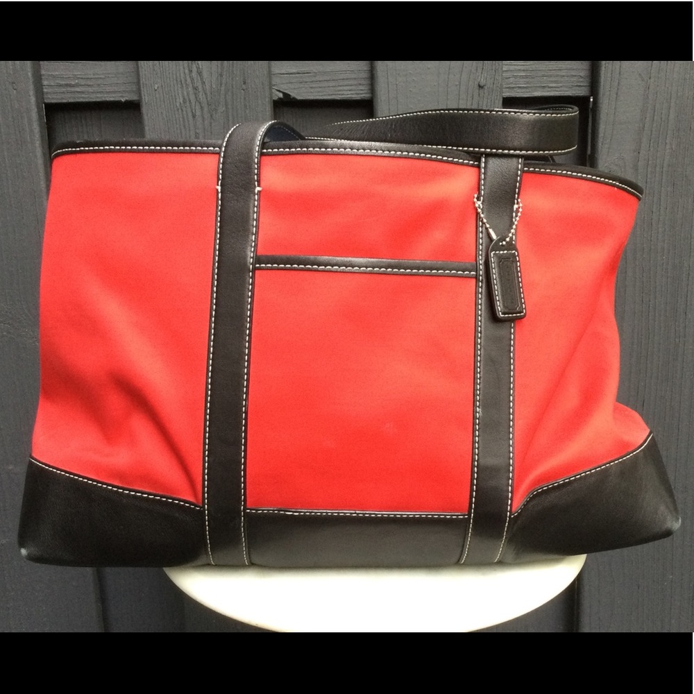 Coach Red and Navy Tote